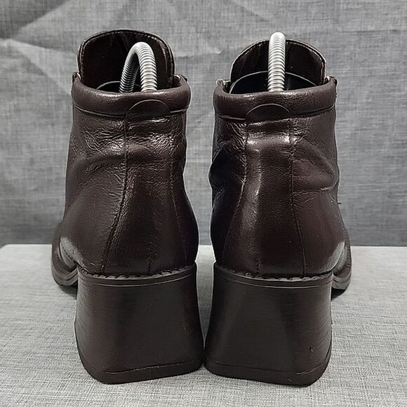 NaNa VTG Brown Leather Granny Ankle Boots Block Heel lace-up SZ 39 - Picture 8 of 12